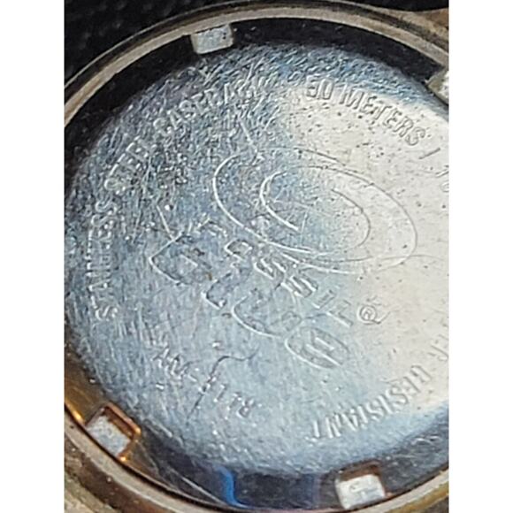 Fossil Blue AM3109 Gold Silver Two Tone Stainless Steel White Face Woman's Watch - Picture 6 of 6